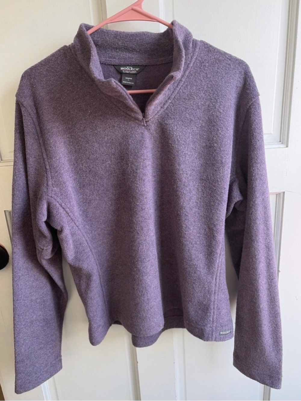 Vintage y2k Woolrich Women's Lavender Purple Quarter-Zip Fleece Pullover